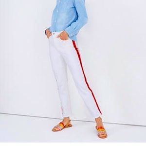 NWT! Madewell white red stripe tuxedo high rise tuxedo jeans size 31 tall